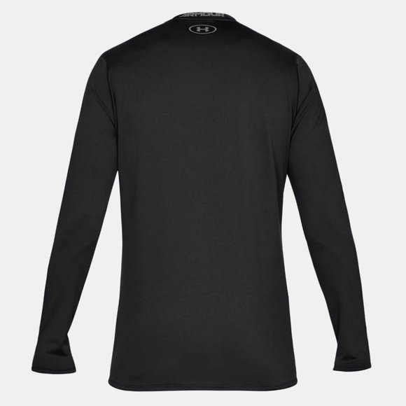 Men's Black Under Armour Coldgear Fitted Crewneck Fleece Lined Long Sleeve - Picture 3 of 5